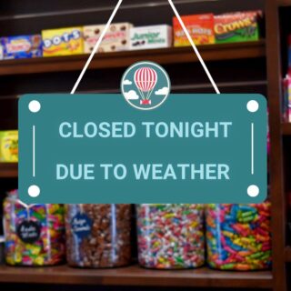 We’re closed tonight due to weather ⛈️ Hope to see you all again tomorrow! Open from 10am-4pm 🍭